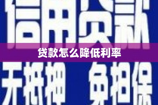 武川贷款怎么降低利率
