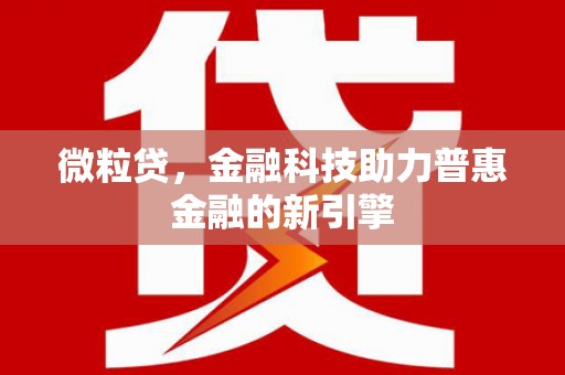 盖州微粒贷，金融科技助力普惠金融的新引擎