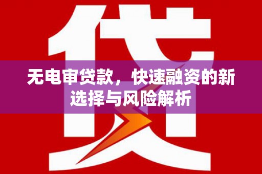 南康无电审贷款，快速融资的新选择与风险解析