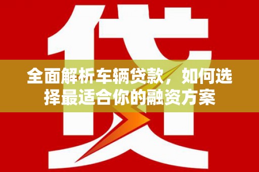 武平全面解析车辆贷款，如何选择最适合你的融资方案