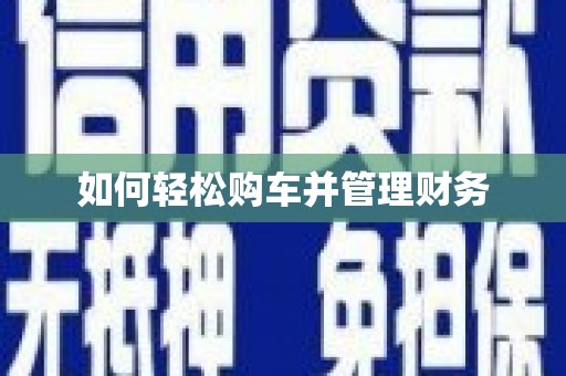 鄯善如何轻松购车并管理财务
